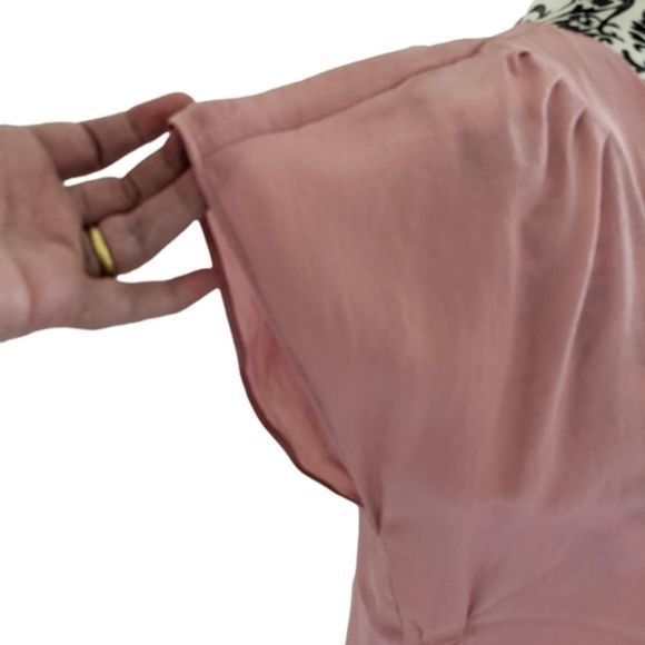 Escada Silk Flutter Sleeve Top Sheer Pink size 8 - Picture 5 of 11
